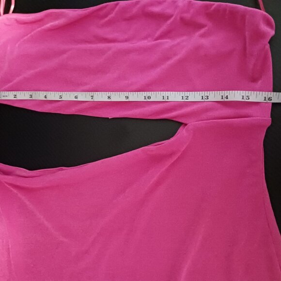 Naked Wardrobe Strapless‎ Side Cutout Midi Dress Bright Pink Womens Size 2X - Picture 7 of 13